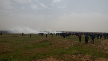 Great Return March demonstrations in Al-Malak area, east of Gaza, on 30 March 2019, marking one year since the start of the protests – Photo: Al-Haq (c) 2019.