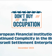 The Don't Buy Into Occupation coalition releases new report exposing European financial Institutions and companies' complicity in Israel's illegal settlements in occupied Palestine