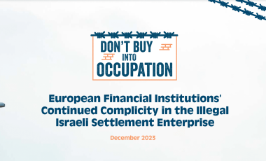 The Don't Buy Into Occupation coalition releases new report exposing European financial Institutions and companies' complicity in Israel's illegal settlements in occupied Palestine