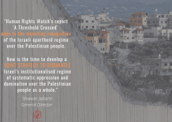 Al-Haq Welcomes Human Rights Watch’s Recognition of Israeli Apartheid and Persecution