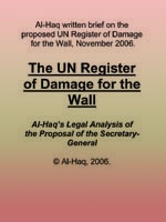 The UN Register of Damage for the Wall