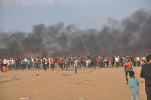 Great Return March protests on Friday, 12 October 2018, East of Khuza’a, East of Khan Younis.