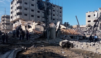 Destruction of Al-Aqsa TV station’s headquarters by Israeli missiles fired on 12 November 2018 north of Gaza. Photo taken by Al-Haq on Tuesday, 13 November 2018 – (c) Al-Haq 2018.