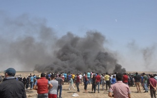 Palestinians participate in 11th Great Return March protests, east of Gaza City – Al-Haq (c) 2018.