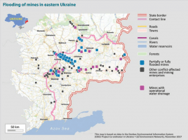 Groundwater pollution from flooded mines presents an environmental risk to both sides of the line of contact in eastern Ukraine. Credit: OSCE/Zoï Environment Network.