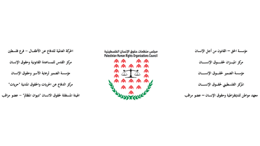 مجلس منظمات حقوق الإنسان الفلسطينية يطالب منظمة التحرير الفلسطينية والحكومة الإيفاء بالتزامها القانونية والوطنية اتجاه الأسرى والجرحى وعائلات الشهداء؛  وإلغاء قرار الرئيس الخاص بآليات صرف مستحقاتهم