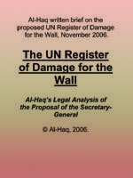 The UN Register of Damage for the Wall